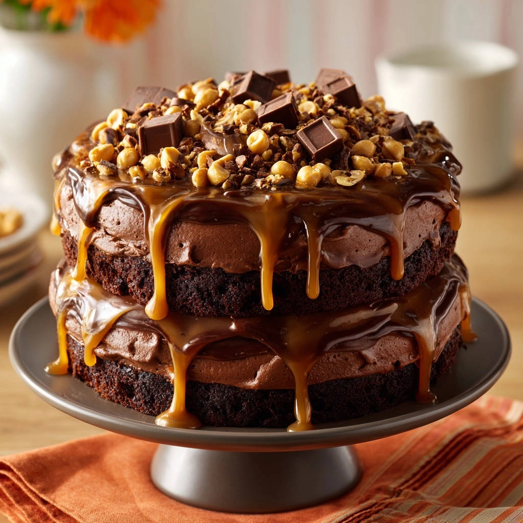 XXL Schoko-Karamell-Erdnuss-Torte