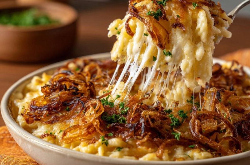 Die perfekten Kässpatzen mit knusprigen Röstzwiebeln