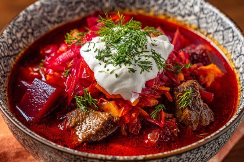 Herzhafter Borschtsch mit Rindfleisch