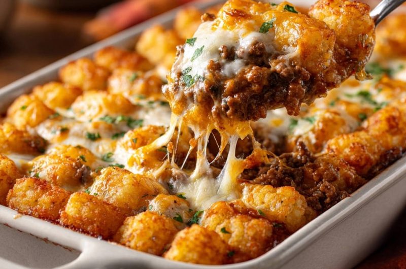 Herzhafter Hackfleisch-Tots-Auflauf