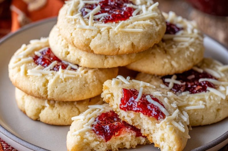 Himbeer-Daumenküsse mit Weißer Schokolade