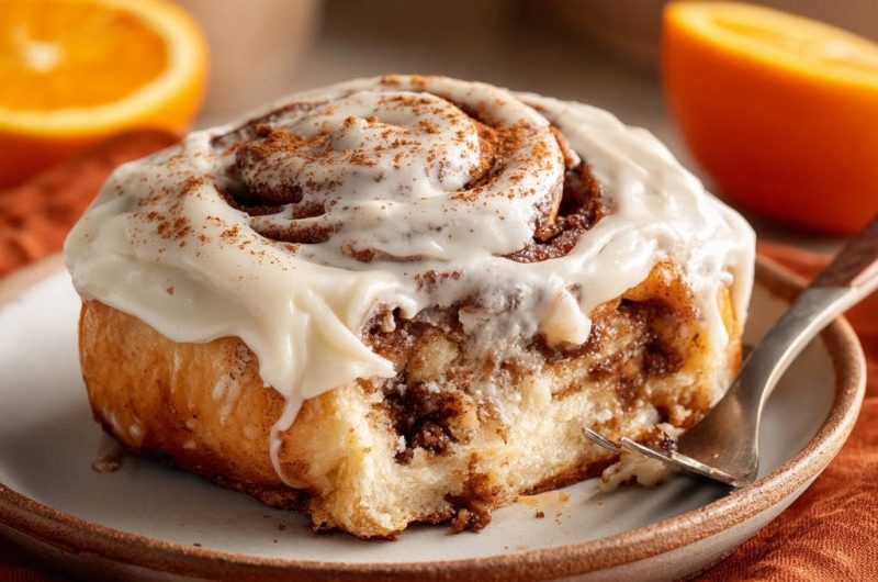 Himmlische Zimtschnecken mit Orangen-Frischkäse-Glasur
