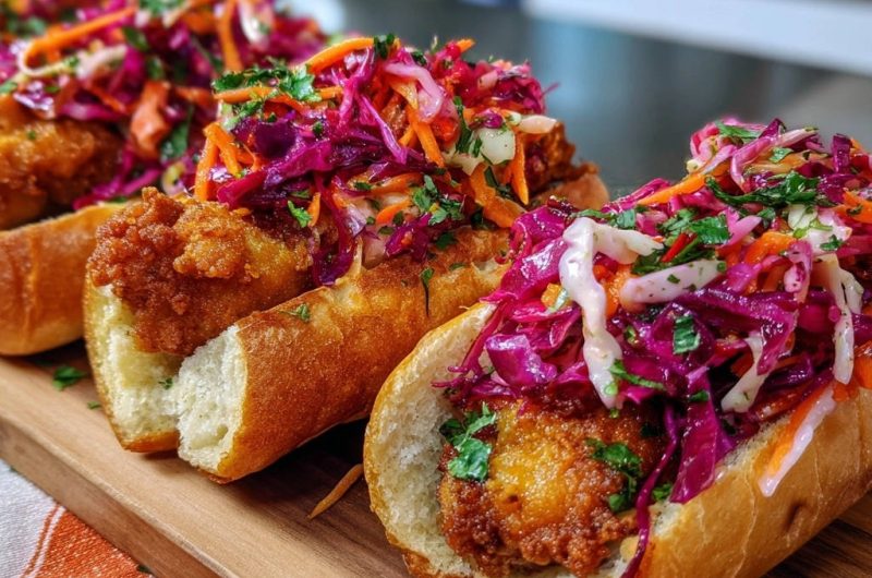 Knusprige Fried Chicken Rolls mit Blitz-Coleslaw