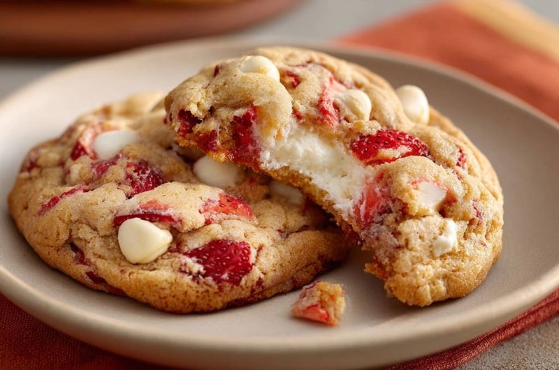 Saftige Erdbeer-Frischkäse-Kekse mit Weißer Schokolade