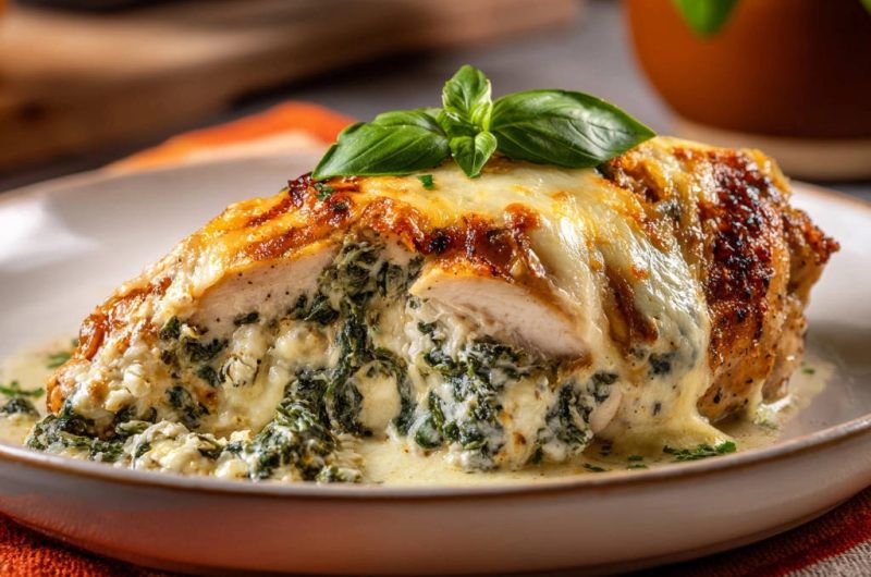 Saftige Hähnchenbrust mit cremiger Spinat-Käse-Füllung