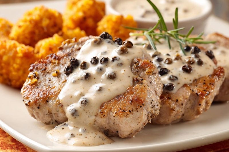 Zarte Putenmedaillons in cremiger Pfefferrahmsoße