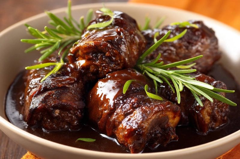 Zarte Rinderrouladen in Rosmarin-Schmorsoße