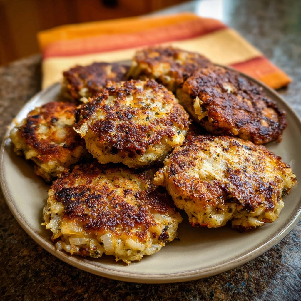 Knusprige Kartoffelpuffer Serviert 1 Knusprige Kartoffelpuffer auf einem Teller serviert, mit goldbrauner Kruste und appetitlicher Textur. Die goldgelben Puffer sind perfekt zubereitet.