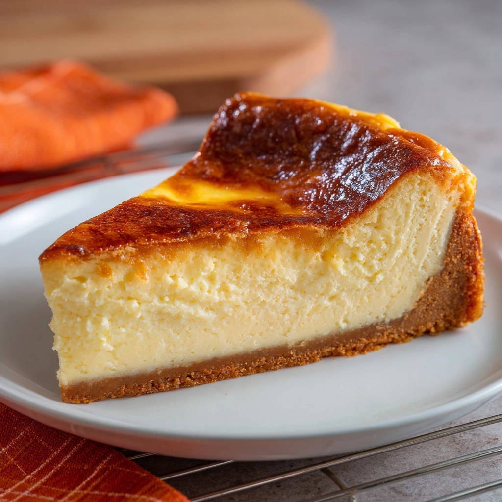 Samtiger Käsekuchen mit Zitrusfrische, ein saftiger Querschnitt, der die cremige Textur und den gebackenen Boden zeigt.