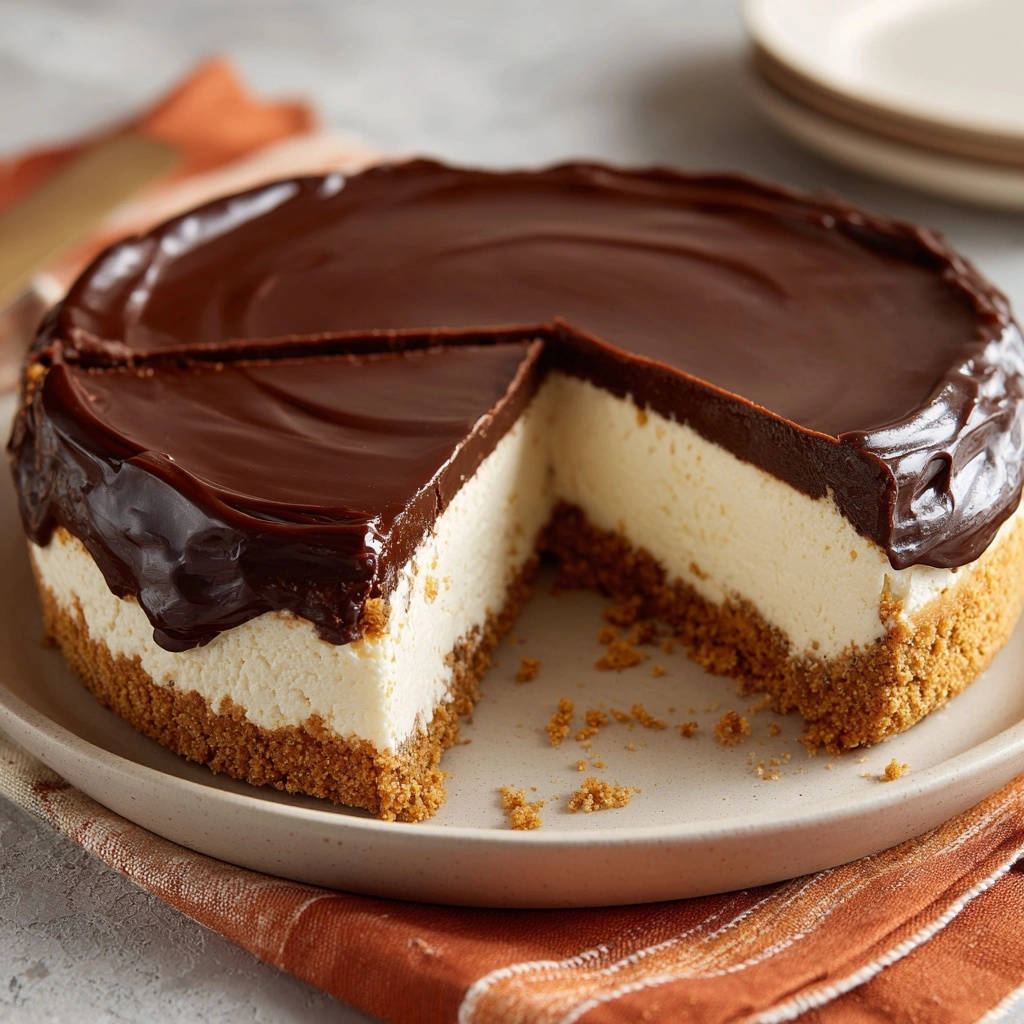 Schoko Traum Kasekuchen Ohne Backen Querschnitt Anschnitt 1 Schoko-Traum-Käsekuchen ohne Backen im Anschnitt: Die cremige Füllung und der Schokoladenüberzug sind deutlich zu sehen.