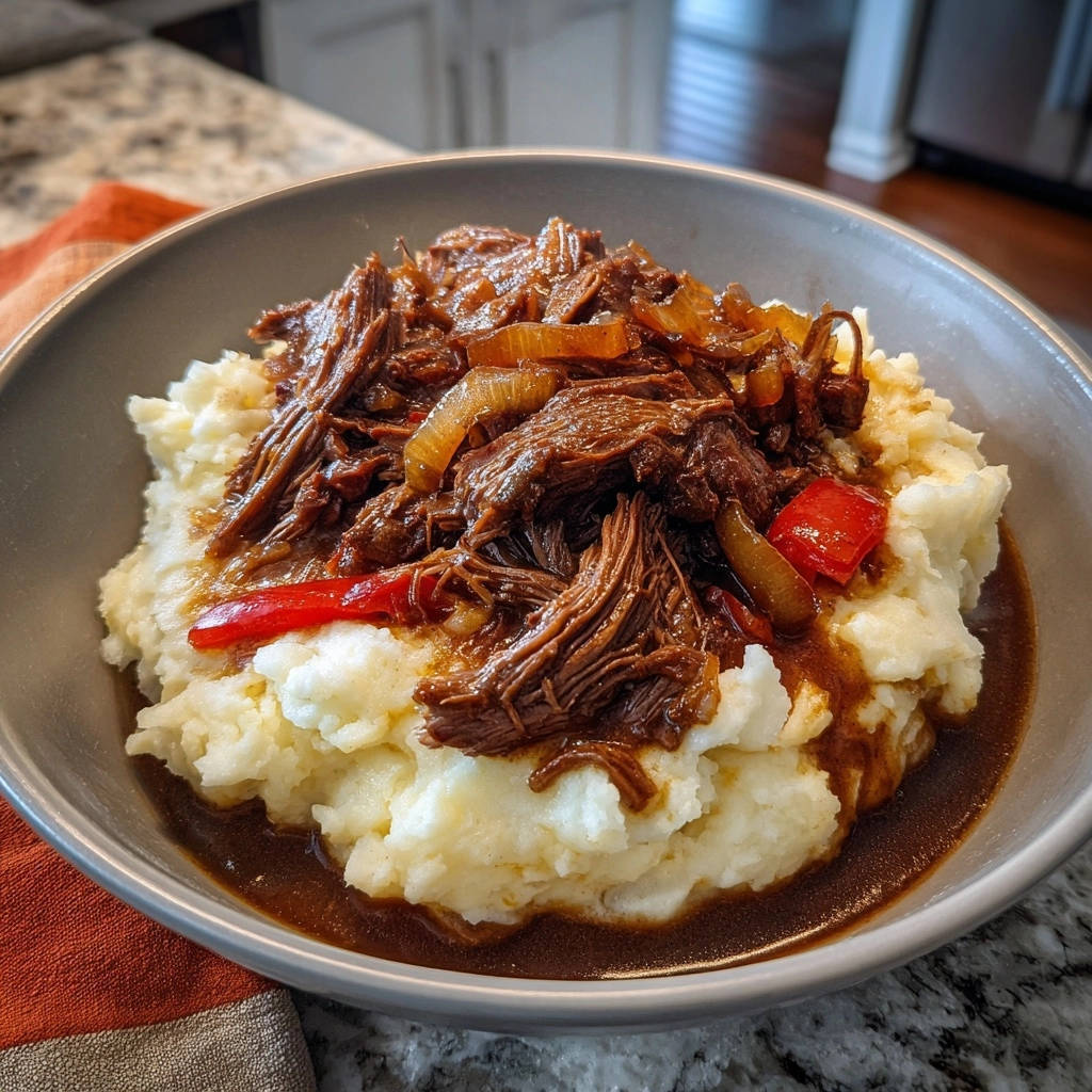 Herzhafter Rinderschmortopf mit Kartoffelpüree