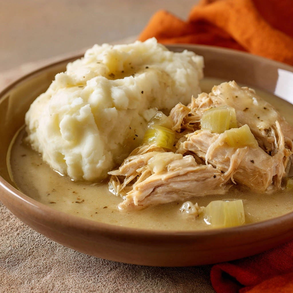 Cremiges Hähnchen-Ragout mit Kartoffelpüree