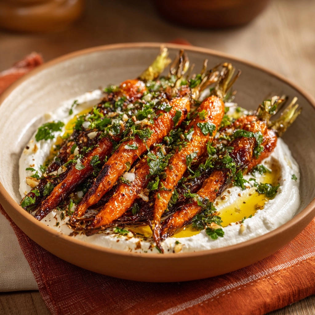 Karamellisierte Ofenmöhren auf cremiger Ricotta