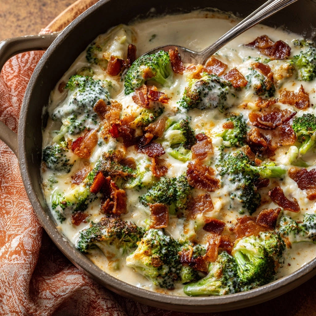 Cremiger Brokkoli mit knusprigem Speck