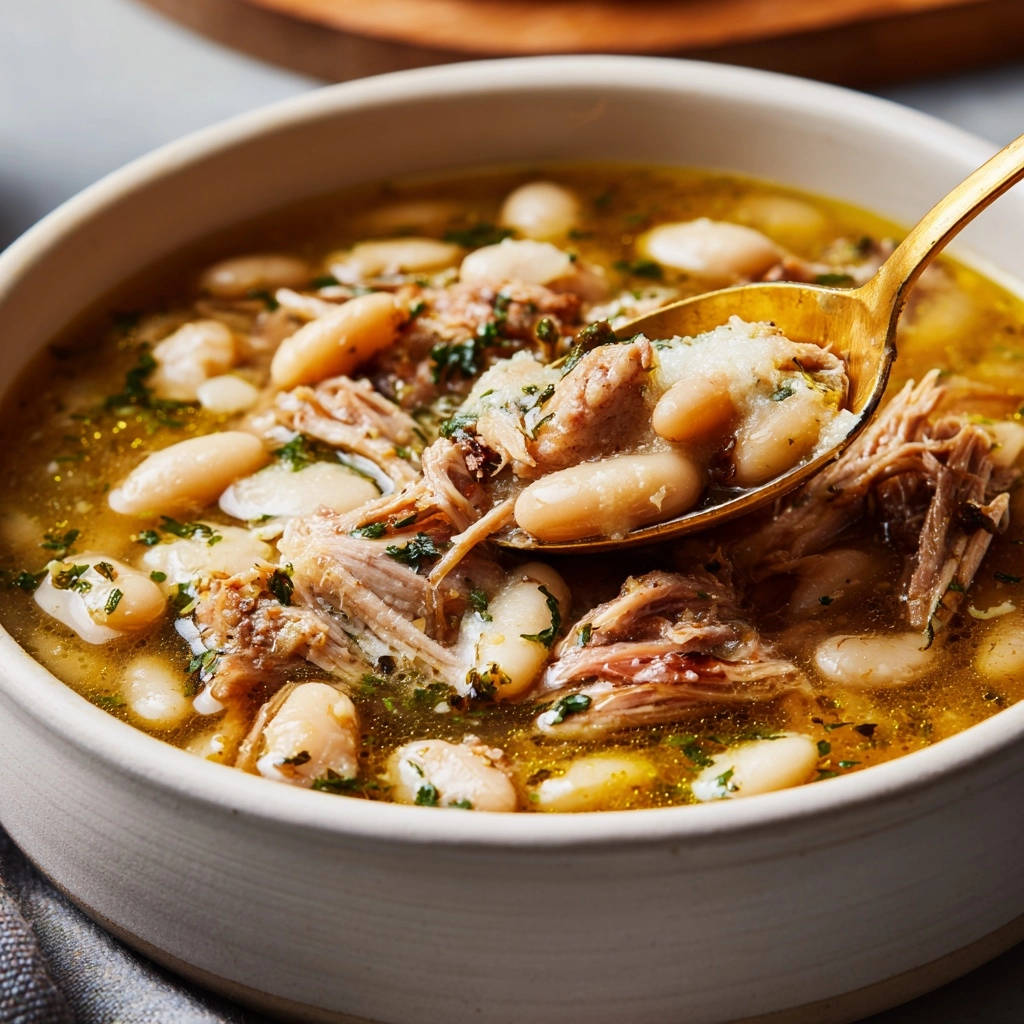 Herzhafter Bohnen-Eintopf mit zartem Pulled Fleisch