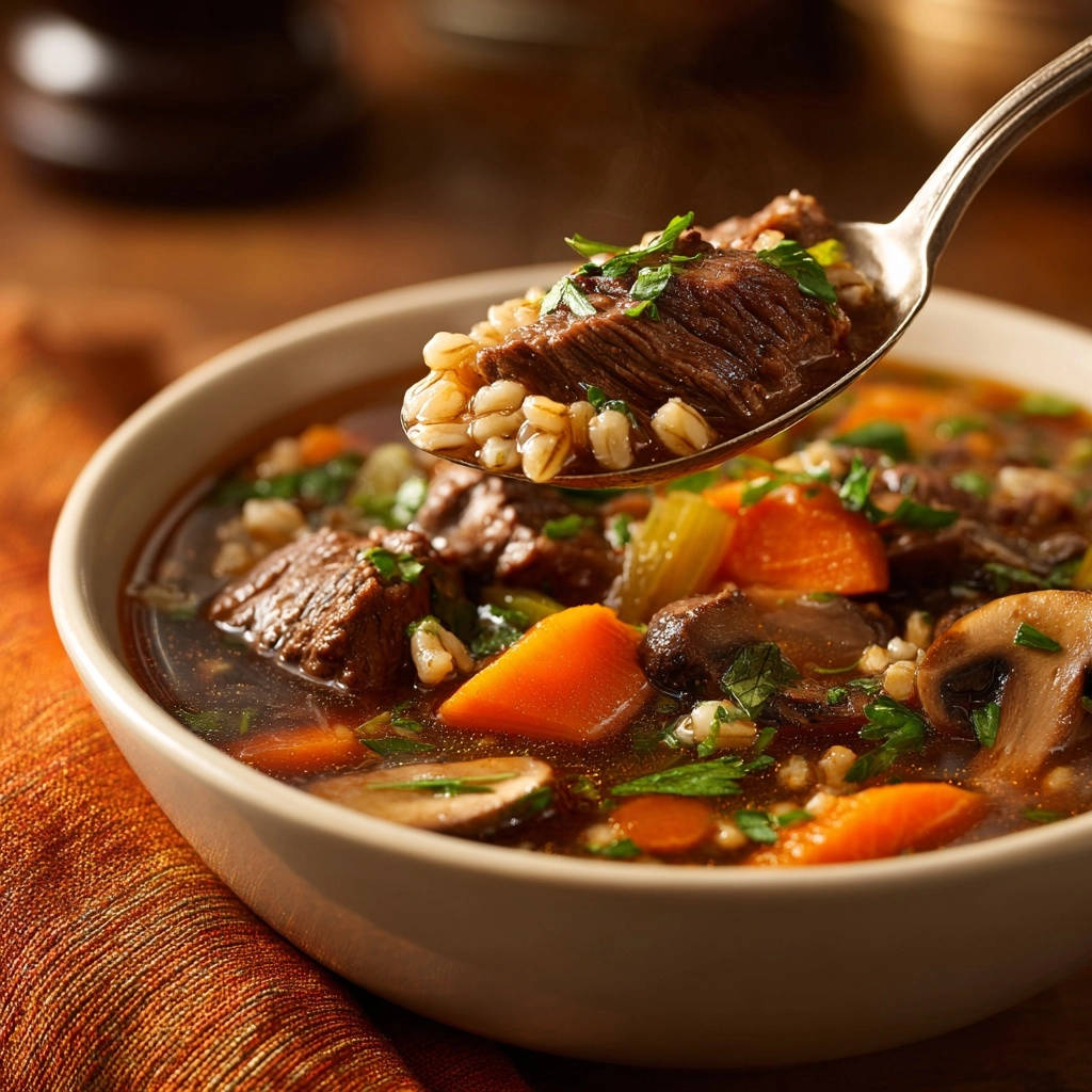 Herzhafter Rindfleisch-Graupen-Eintopf