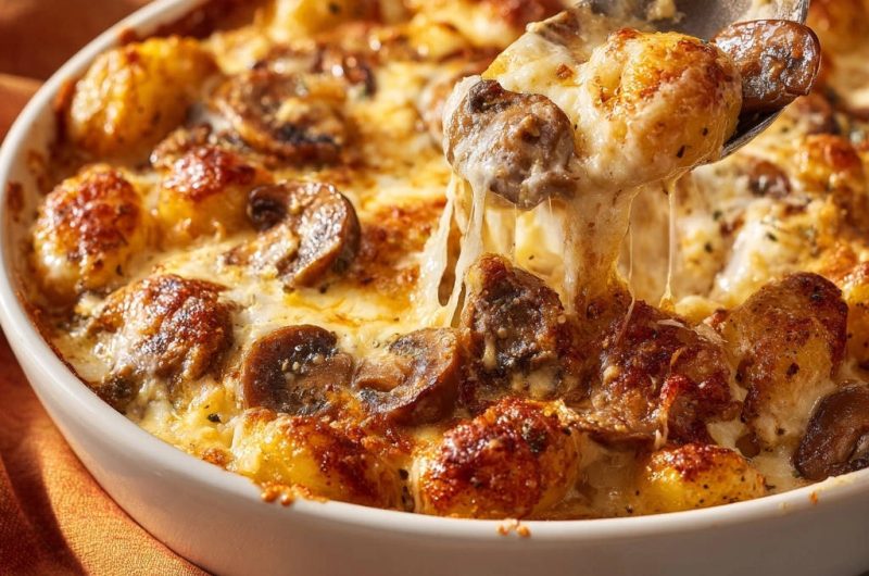 Überbackene Gnocchi mit Pilzen