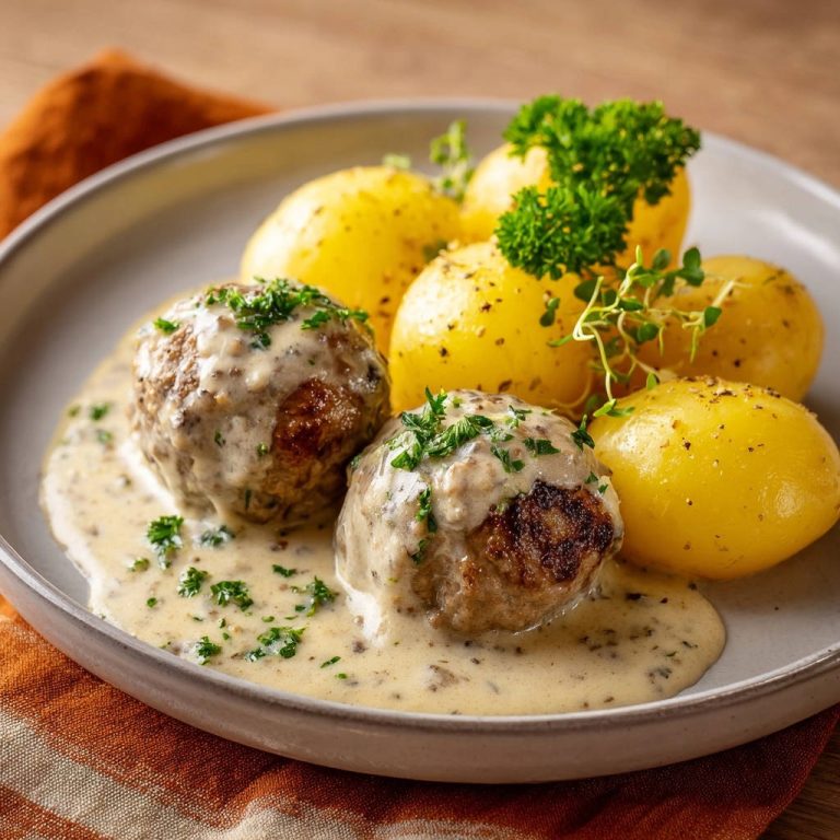 Cremige Hackbällchen mit Petersilienkartoffeln: Unwiderstehlich saftig!