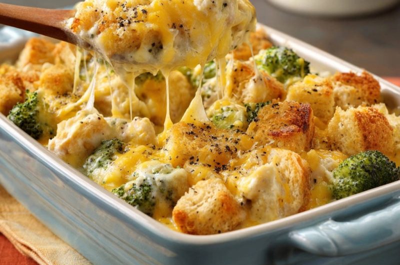 Cremiger Hähnchen-Brokkoli-Gratin