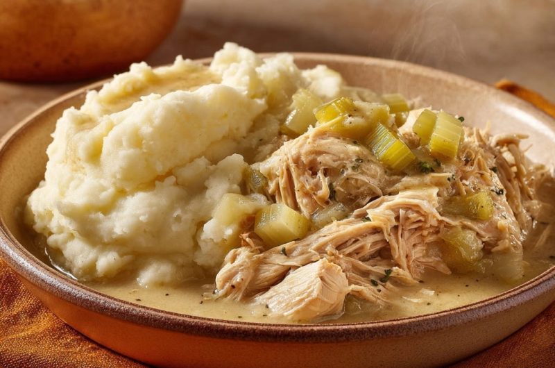 Cremiges Hähnchen-Ragout mit Kartoffelpüree