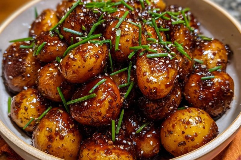 Glasierte Babykartoffeln mit Sesam und Schnittlauch