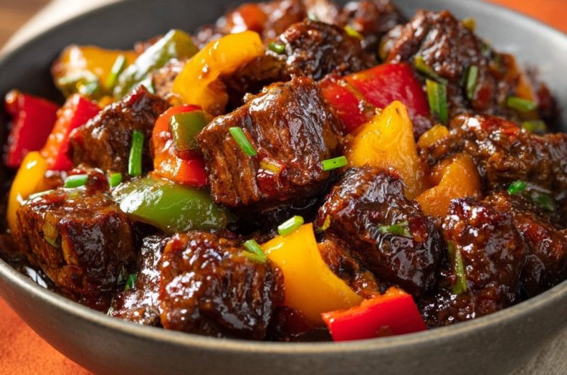 Glasiertes Rindfleisch mit Paprika