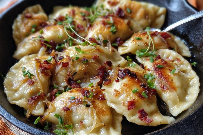 Hausgemachte Pierogi Pfanne