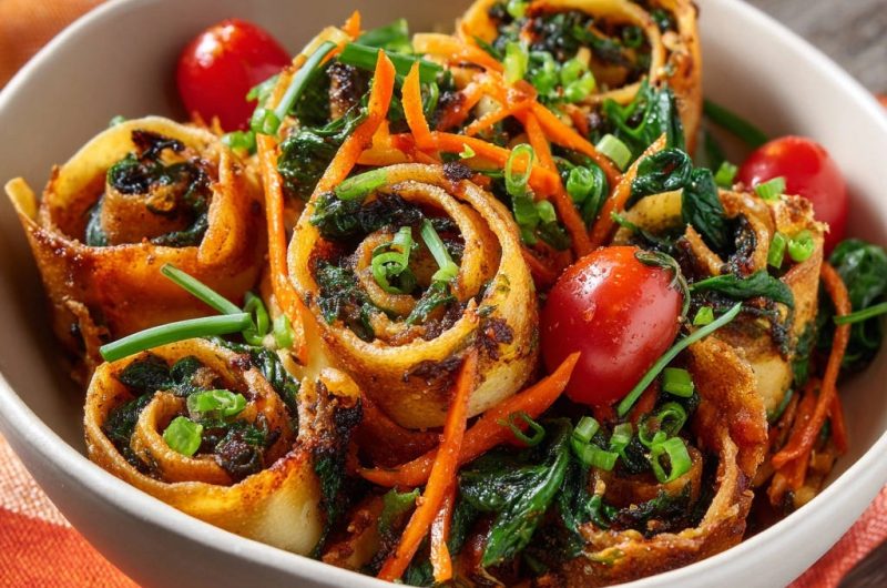 Herzhafte Spinat-Röllchen aus der Pfanne