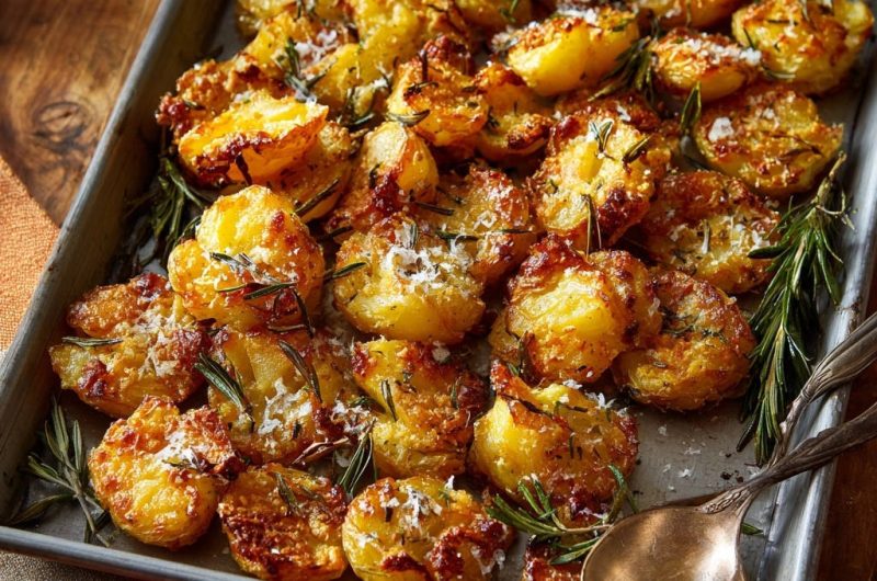 Knusprige Rosmarin-Parmesan-Quetschkartoffeln