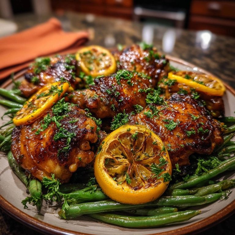 Zitronen-Kräuter-Hähnchenschenkel mit knackigen Bohnen: Perfekt knusprig!