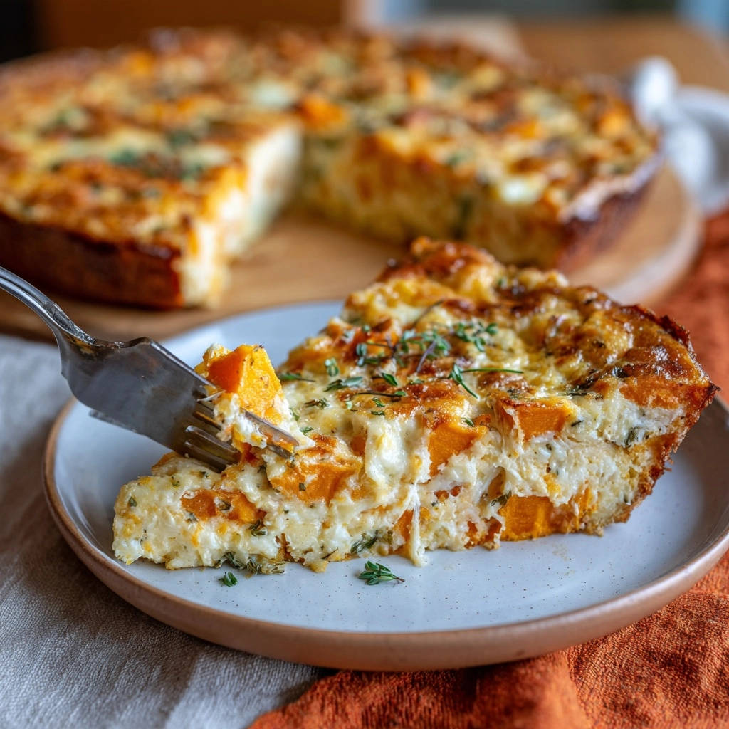 Herzhafter Gemuese Ei Kuchen Querschnitt Serviert 1 Herzhafter Gemüse-Ei-Kuchen mit einem saftigen Querschnitt, serviert auf einem Teller und garniert mit frischen Kräutern.