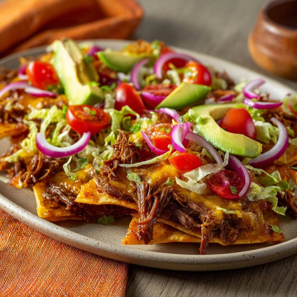 Saftige Rindfleisch Quesadillas Nahaufnahme Garniert 1 Saftige Rindfleisch-Quesadillas, garniert mit Avocado, Tomaten und roten Zwiebeln, werden in einer Nahaufnahme auf einem Teller präsentiert.