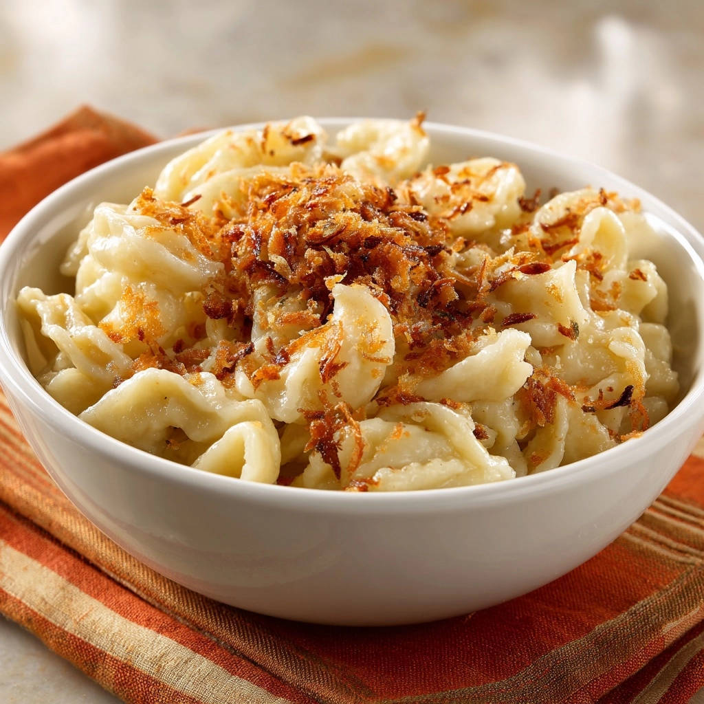 Cremige Bandnudeln mit Knusper-Speckbröseln