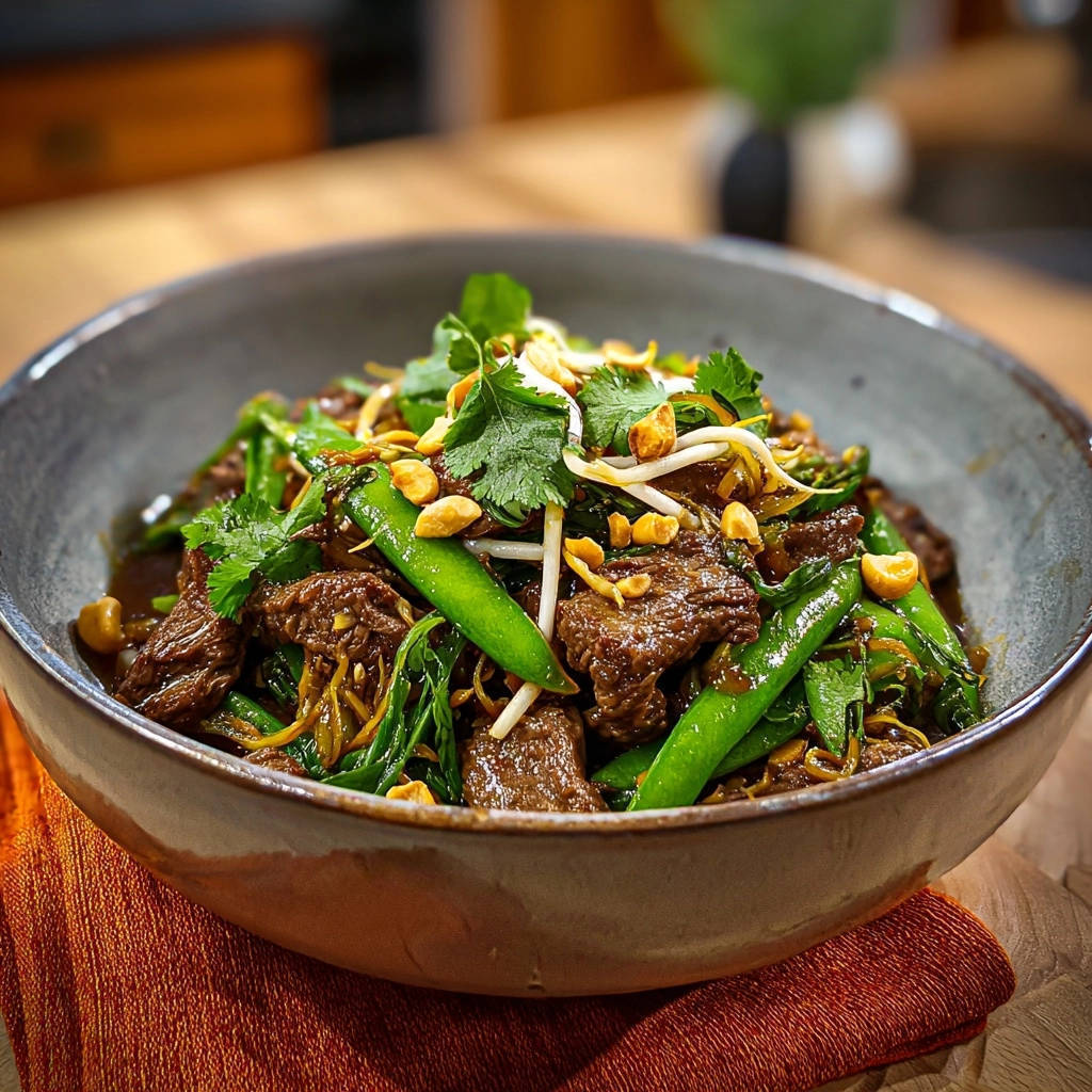 Zarte Rindfleischpfanne mit knackigem Gemüse