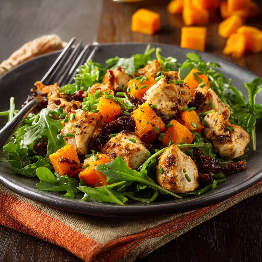 Knuspriger Hähnchen-Kürbis-Salat
