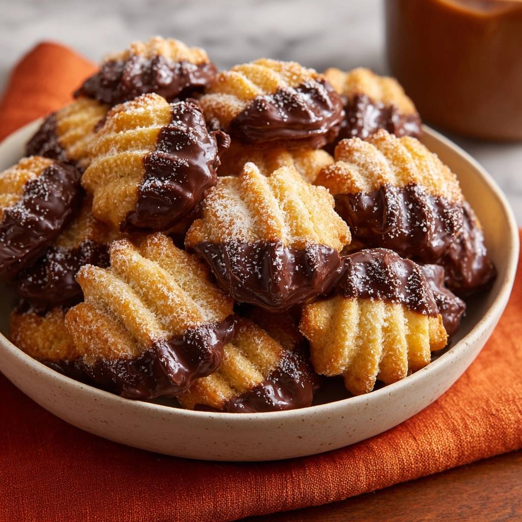 Knusprige S-Spritzkekse mit Schokoladendipp