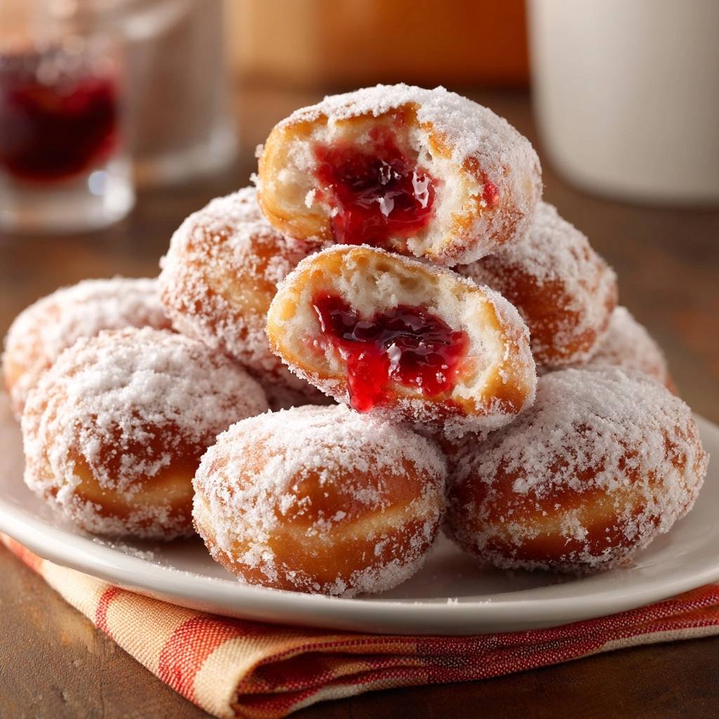 Himbeer-gefüllte Berliner (Nie wieder auslaufende Füllung!)