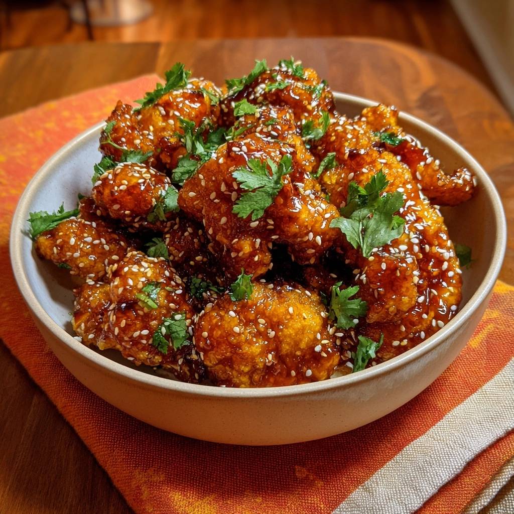 Knuspriger Sesam-Blütenkohl mit süß-würziger Glasur