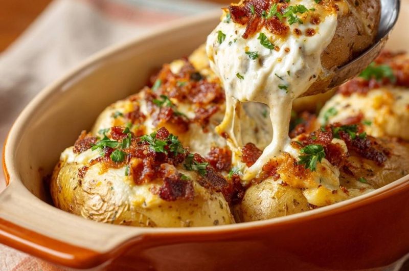 Beladene Ofenkartoffeln mit Bacon und Käse