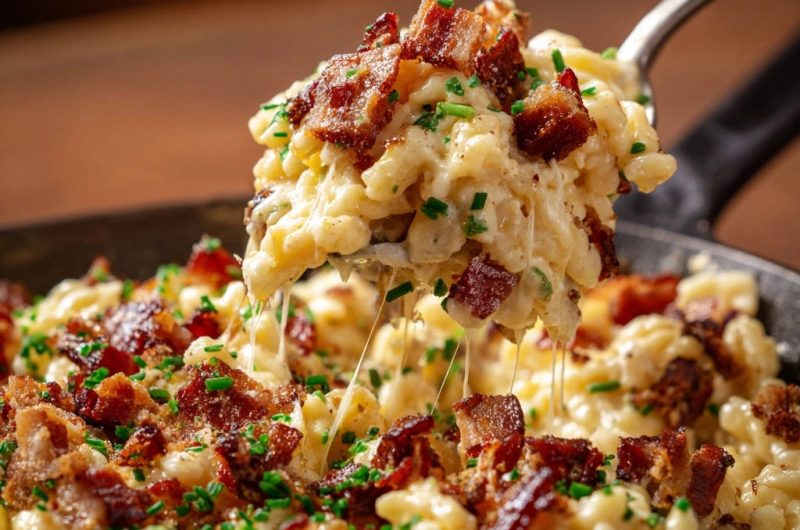 Cremige Käsenudeln mit Knusper-Bacon