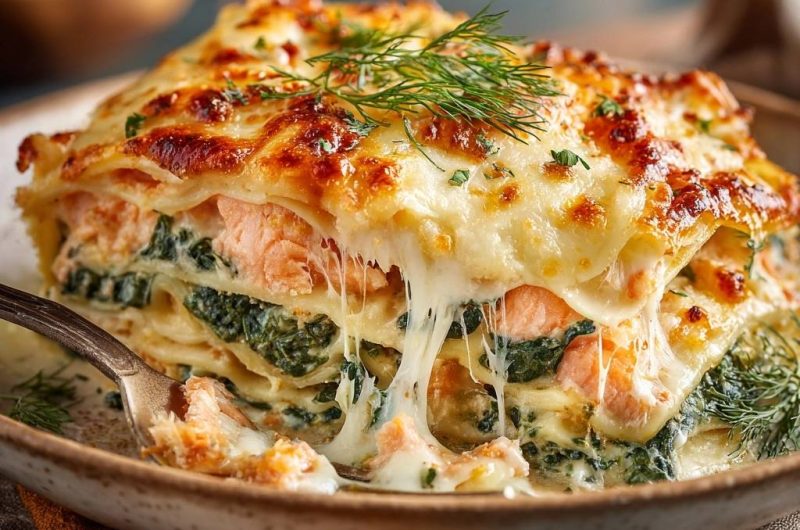 Cremige Lachs-Spinat-Lasagne