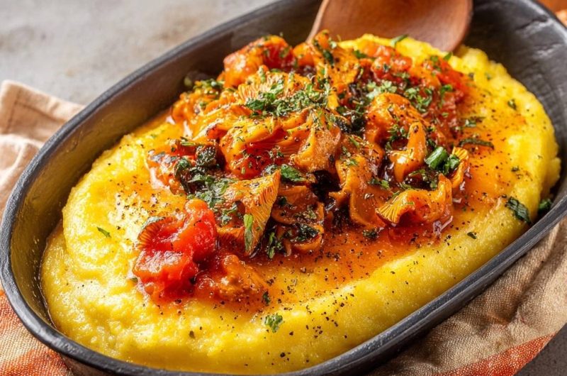 Cremige Polenta mit Pfifferling-Tomaten-Ragout