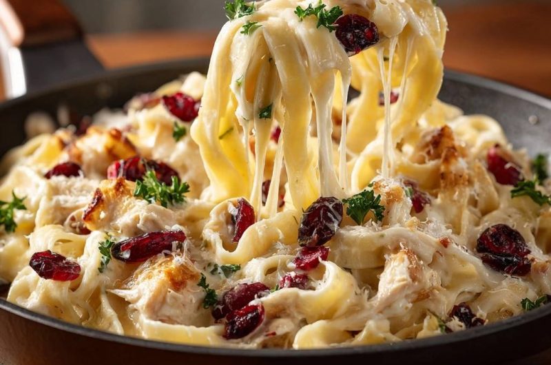Cremige Tagliatelle mit Hähnchen und Cranberries