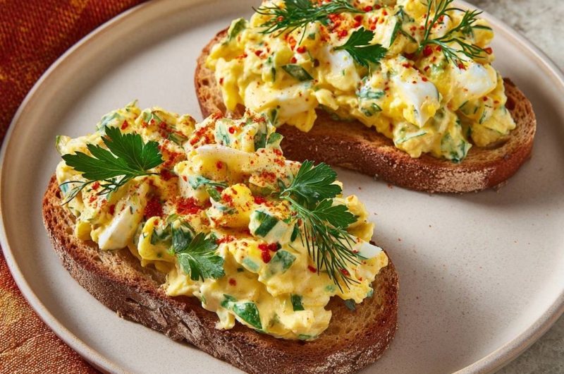 Cremiger Kräuter-Eiersalat auf Vollkornbrot