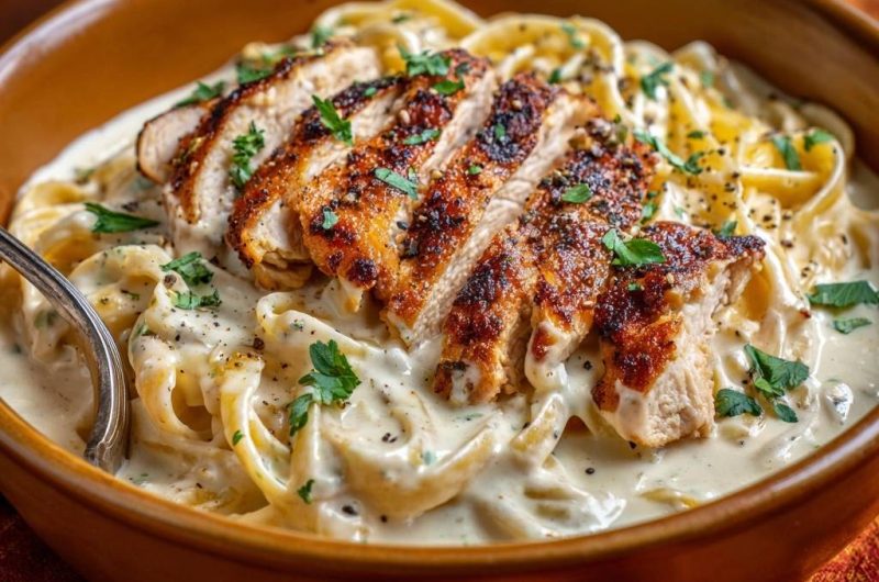 Cremiges Hähnchen-Fettuccine