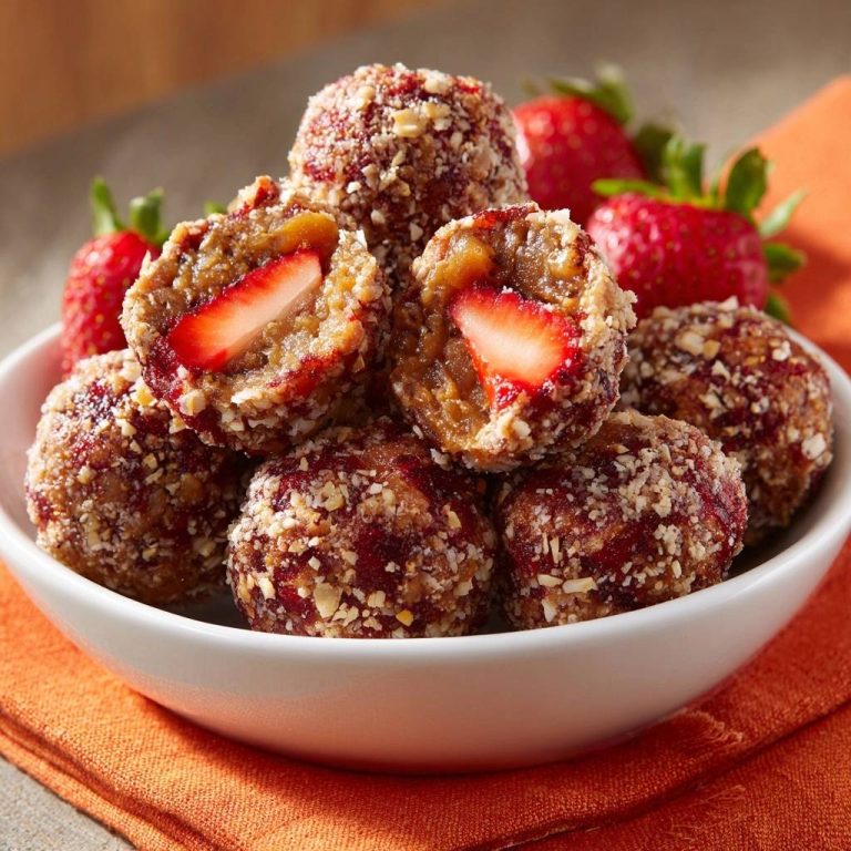 Gefüllte Erdbeer-Nussbällchen (Nie wieder matschige Füllung!)