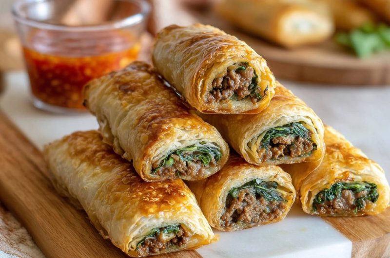 Herzhafte Hackfleisch-Spinat-Röllchen