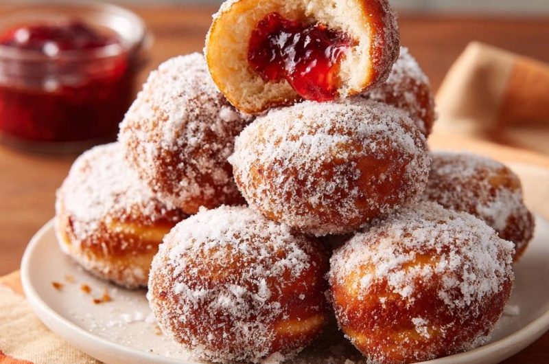 Himbeer-gefüllte Berliner (Nie wieder auslaufende Füllung!)