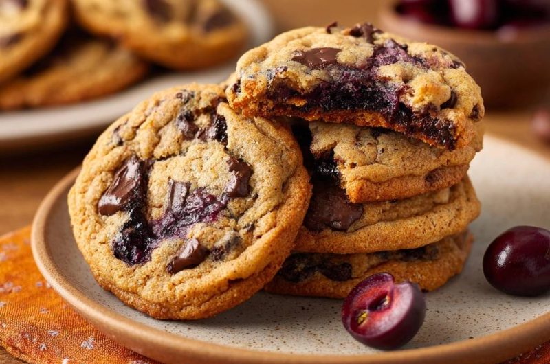 Kirsch-Schoko-Cookies (Nie wieder matschige Textur durch Beeren!)