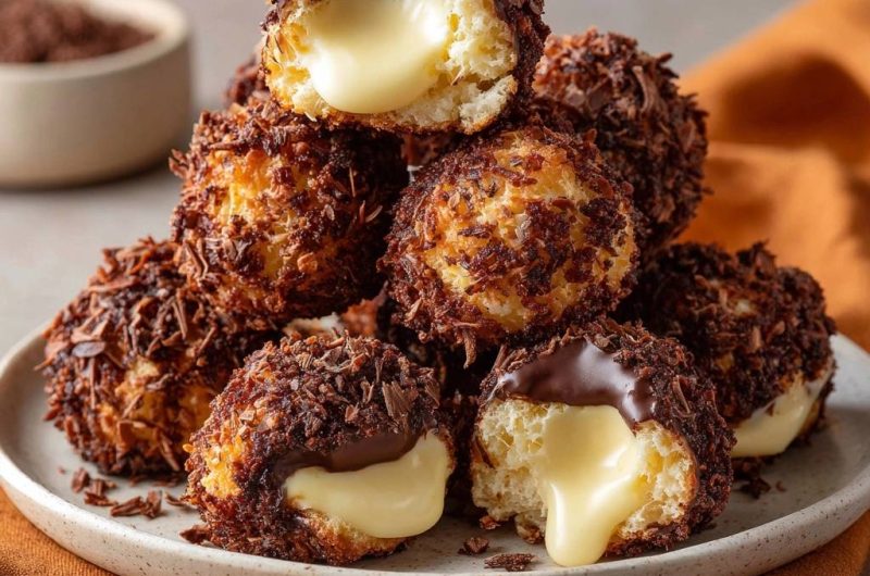 Knusprige Kokos-Schoko-Creme-Bällchen